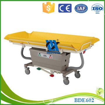 Hydraulic adjustable hospital shower bed